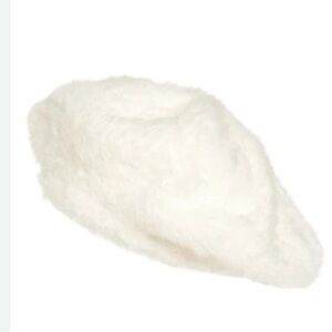 Kyi Kyi Fuzzy Faux Fur Beret in Ivory.
